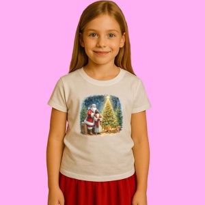 Tricou Mos Craciun Si Iisus Langa Brad Impodobit, din bumbac 100%, tricou alb, Copii | Dama | Barbat - Img 2