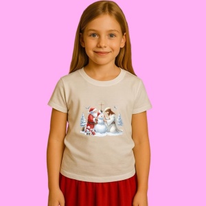 Tricou Mos Craciun Si Isus La Omul De Zapada, din bumbac 100%, tricou alb, Copii | Dama | Barbat - Img 2