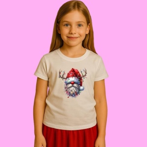 Tricou Mos Cu Barba Decorata Cu Globuri, din bumbac 100%, tricou alb, Copii | Dama | Barbat - Img 2
