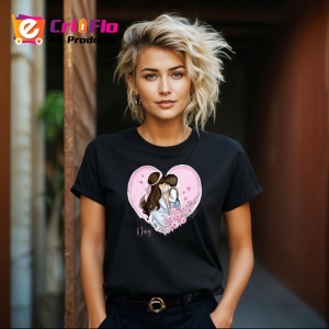 Tricou Mothers Day Mama Si Copilul Imbratisati Inima, din bumbac 100%, tricou negru Dama | Barbat - Img 3