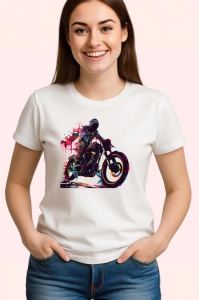 Tricou Motociclist cu vopsea stropita in fundal Copii | Dama | Barbat - Img 3