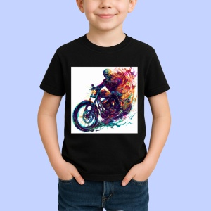 Tricou Motociclist in viteza cu efecte graffiti Copii | Dama | Barbat, culoare negru - Img 3