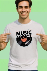 Tricou Music Addict Disc Vinil Text, Copii | Dama | Barbat - Img 2
