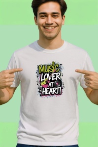 Tricou Music Lover At Heart Litere Stil Graffiti, Copii | Dama | Barbat - Img 2