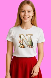 Tricou N Litere Craciun Cu Ren, Brad, Luminite Si Cadouri, din bumbac 100% Copii | Dama | Barbat - Img 3