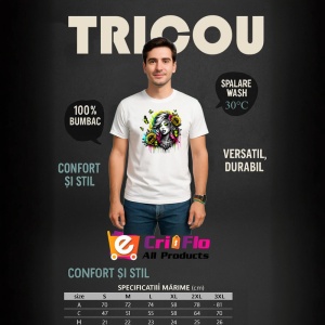 Tricou neon eyes girl flowers tattoo, fata cu ochi neon si tatuaje florale, Copii | Dama | Barbat - Img 6