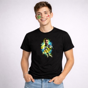 Tricou Neymar Brazil World Cup Fifa 2026, din bumbac 100%, tricou negru, Copii | Dama | Barbat
