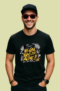 Tricou No Gym Bro Im Alone Haltere, Copii | Dama | Barbat, culoare negru
