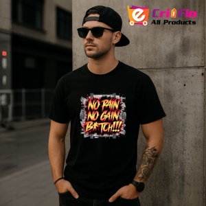 Tricou No Pain No Gain Rosu Agresiv, Copii | Dama | Barbat, culoare negru - Img 6