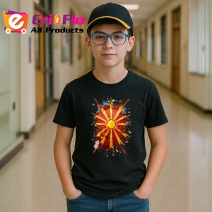 Tricou North Macedonia Steag Splash Art, Copii | Dama | Barbat, culoare negru - Img 9