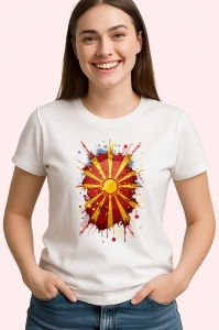 Tricou North Macedonia Steag Splash Art, Copii | Dama | Barbat - Img 4