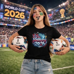 Tricou Norway World Cup 2026 Fifa, din bumbac 100%, tricou negru, Copii | Dama | Barbat - Img 9