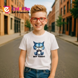Tricou not today pisica albastra poster amuzant stare de spirit, Copii | Dama | Barbat