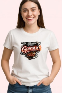 Tricou Nu Deranja Ma Fac La Gratar Amuzant V2, din bumbac 100% , tricou alb pentru Dama | Barbat - Img 2