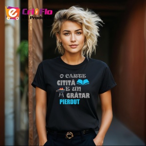 Tricou O Carte Citita E Un Gratar Pierdut Mesaj Amuzant, din bumbac 100%, tricou negru Dama | Barbat - Img 4