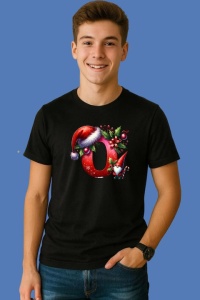 Tricou O Litere Craciun Cu Spiridus Si Caciula Mos, din bumbac 100% Copii | Dama | Barbat - Img 3