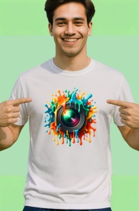 Tricou Obiectiv camera stil graffiti fotografie si arta digitala Copii | Dama | Barbat - Img 2