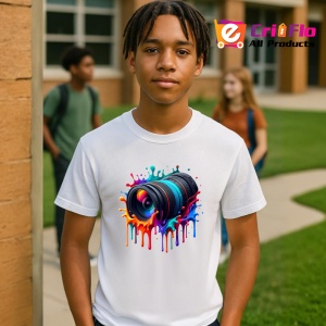 Tricou Obiectiv negru cu culori arta digitala vibranta Copii | Dama | Barbat - Img 5