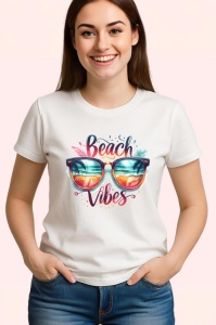 Tricou Ochelari de soare text beach vibes atmosfera tropicala Copii | Dama | Barbat Barbat - Img 3