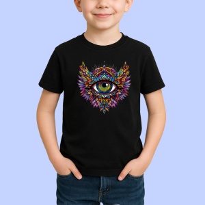 Tricou Ochi mandala aripi flacara spirituala, Copii | Dama | Barbat , tricou negru - Img 2