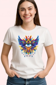 Tricou ochi mandala aripi inger explozie lumina, Copii | Dama | Barbat - Img 4
