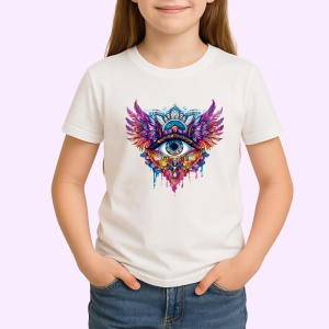Tricou ochi mandala aripi mistice roz, Copii | Dama | Barbat - Img 3