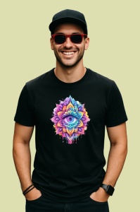 Tricou Ochi mandala aura roz violet, Copii | Dama | Barbat , tricou negru - Img 4