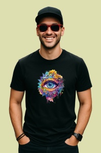Tricou Ochi mandala cerc stropi luminosi, Copii | Dama | Barbat , tricou negru - Img 3