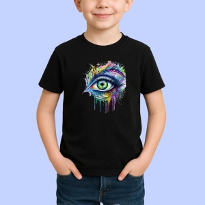 Tricou Ochi mandala curcubeu stil pana, Copii | Dama | Barbat , tricou negru - Img 2