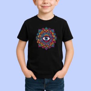 Tricou Ochi mandala echilibru floare chakra, Copii | Dama | Barbat , tricou negru - Img 2