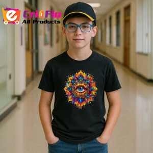 Tricou Ochi mandala lotus sacru in flacari, Copii | Dama | Barbat , tricou negru - Img 6