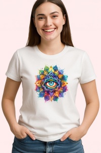 Tricou ochi mandala prisma amestec acuarela, Copii | Dama | Barbat