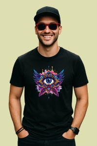 Tricou Ochi mandala simetrie aripi ton intunecat, Copii | Dama | Barbat , tricou negru - Img 4