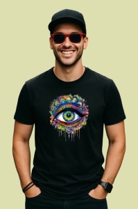 Tricou Ochi mandala stropi acuarela neon, Copii | Dama | Barbat , tricou negru - Img 4