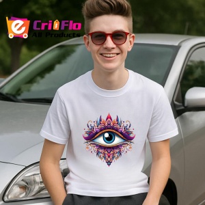 Tricou Ochi ornamental multicolor simbol spiritual si intuitie Copii | Dama | Barbat Barbat - Img 8