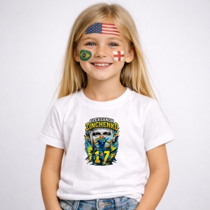Tricou Oleksandr Zinchenko Ukraine World Cup Fifa 2026, din bumbac 100%, tricou alb, Copii | Dama | Barbat