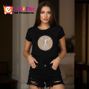 Tricou Omul Vitruvian Stil Geometric, Copii | Dama | Barbat, culoare negru
