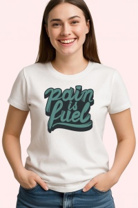 Tricou Pain Is Fuel Text Gri Stilizat V1, din bumbac 100% , tricou alb pentru Copii | Dama | Barbat - Img 3