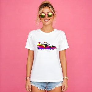 Tricou Pantof Sport Retro Color Block Urban Casual Street Design, din bumbac 100% Copii | Dama | Barbat - Img 3