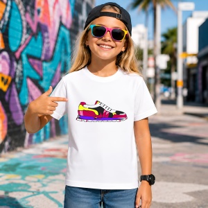 Tricou Pantof Sport Retro Color Block Urban Casual Street Design, din bumbac 100% Copii | Dama | Barbat - Img 4