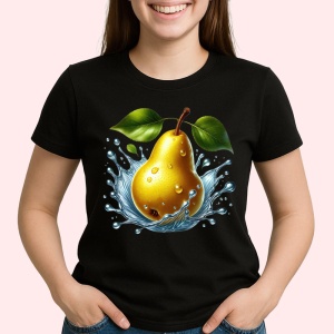 Tricou Para galbena si stropi stralucitori, Fructe, Copii | Dama, culoare negru - Img 2