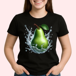 Tricou Para verde in splash cristalin, Fructe, Copii | Dama, culoare negru - Img 2