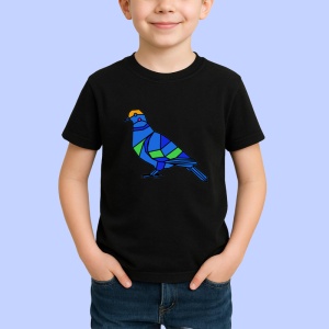 Tricou Pasare Albastra Geometrica, Copii | Dama | Barbat, culoare negru - Img 3