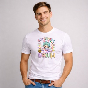 Tricou Paste 67 Bunny Kawaii Oua Colorate Cute, din bumbac 100%, tricou alb, Copii | Dama | Barbat - Img 2