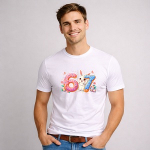 Tricou Paste 67 Easter Bunny Bruh Rainbow Silhouette, din bumbac 100%, tricou alb, Copii | Dama | Barbat