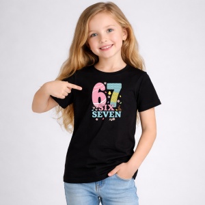 Tricou Paste 67 Pastel Six Seven Text Easter Cute, din bumbac 100%, tricou negru, Copii | Dama | Barbat - Img 2