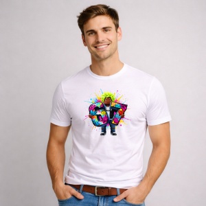 Tricou Paste 67 Roblox Boy Bold Colors Splash Outfit, din bumbac 100%, tricou alb, Copii | Dama | Barbat - Img 2
