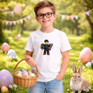 Tricou Paste 67 Roblox Boy Streetwear Color Splash Drip, din bumbac 100%, tricou alb, Copii | Dama | Barbat - Img 7