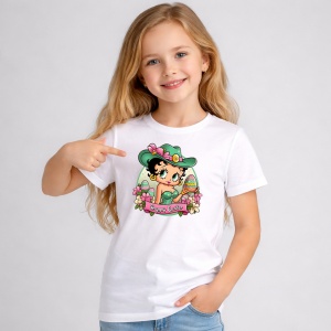 Tricou Paste Betty Boop Paste Oua Colorate Vintage, din bumbac 100%, tricou alb, Copii | Dama | Barbat - Img 2