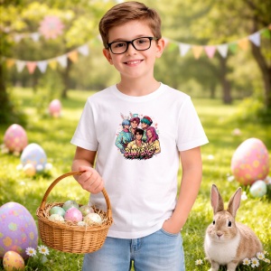 Tricou Paste Bunny Boys Kpop Easter Grup Stil Cool, din bumbac 100%, tricou alb, Copii | Dama | Barbat - Img 7